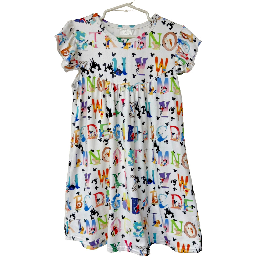 Boutique Disney Character Alphabet Babydoll Dress Girls 6/7